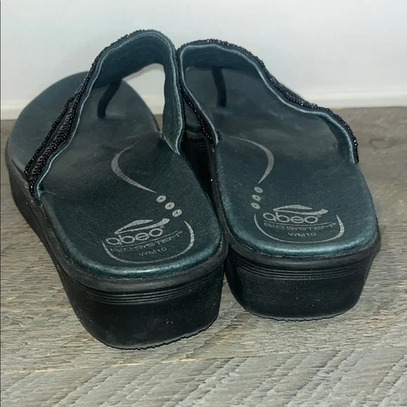 Abeo Bio System Mystic Sandals Black Beaded Flip Flop Thong - Women's Size 10 - Picture 6 of 8